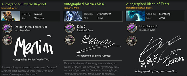 Example of digitized autographs within game